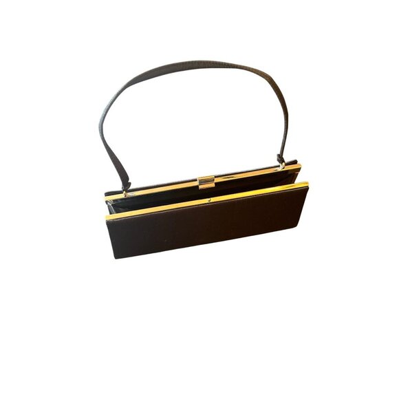 La Regale Womens Black Satin Evening Bag With Structured Handle & Snap Closure - Picture 4 of 4